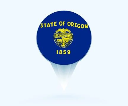 Map pointer with flag of Oregon. Ilustração Stock