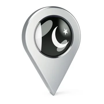 Map pointer with flag of Pakistan, 3D rendering 스톡 일러스트