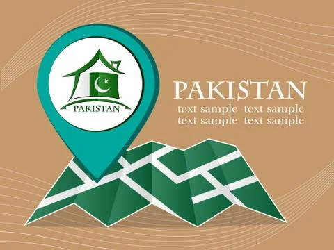Map with pointer flag Pakistan vector illustration eps 10. 스톡 일러스트