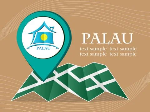 Map with pointer flag Palau vector illustration eps 10. Stock Illustration