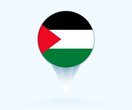 Map pointer with flag of Palestine. Stock Illustration