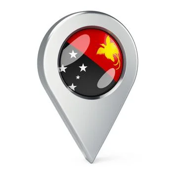 Map pointer with flag of Papua New Guinea, 3D rendering Illustrazione stock