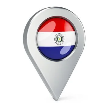 Map pointer with flag of Paraguay, 3D rendering Stock Illustration
