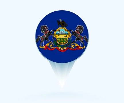 Map pointer with flag of Pennsylvania. Stock Illustration