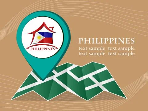 Map with pointer flag Philippines vector illustration eps 10. Stock Illustration