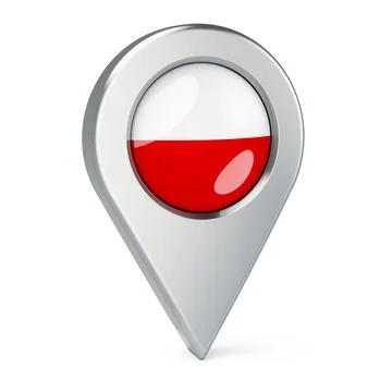 Map pointer with flag of Poland, 3D rendering Illustrazione stock