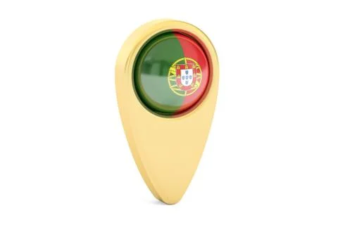 Map pointer with flag of Portugal, 3D rendering Stock Illustration