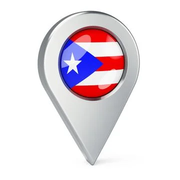 Map pointer with flag of Puerto Rico, 3D rendering Stock Illustration