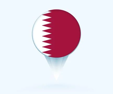 Map pointer with flag of Qatar. Stock Illustration