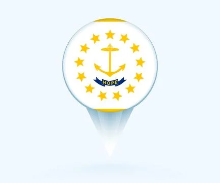 Map pointer with flag of Rhode Island. 스톡 일러스트