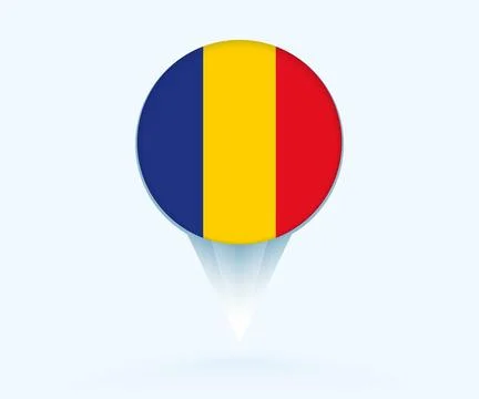 Map pointer with flag of Romania. Stock Illustration