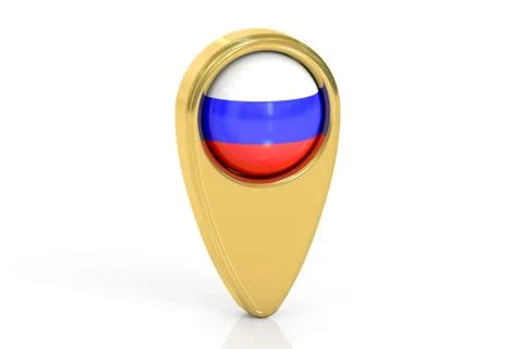 Map pointer with flag of Russia, 3D rendering Stock Illustration