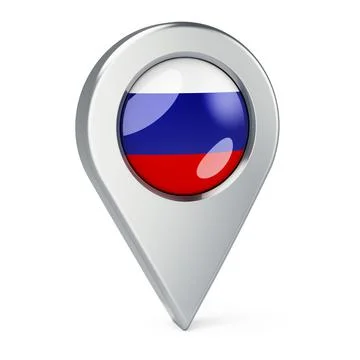 Map pointer with flag of Russia, 3D rendering Stock Illustration