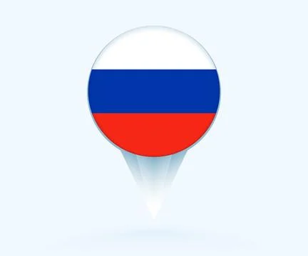 Map pointer with flag of Russia. Stock Illustration