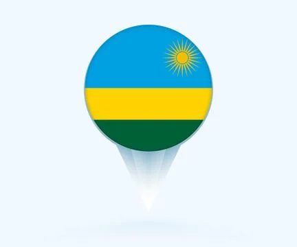 Map pointer with flag of Rwanda. Stock Illustration