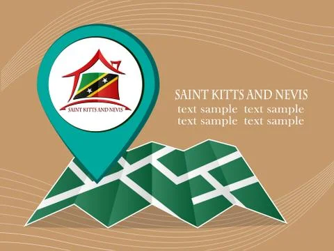 Map with pointer flag Saint Kitts and Nevis vector illustration eps 10. Stock Illustration