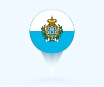 Map pointer with flag of San Marino. Stock Illustration
