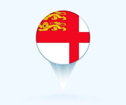 Map pointer with flag of Sark. Stock Illustration