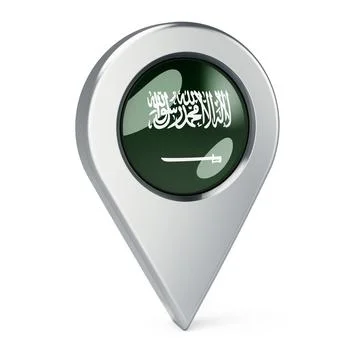 Map pointer with flag of Saudi Arabia, 3D rendering Stock Illustration