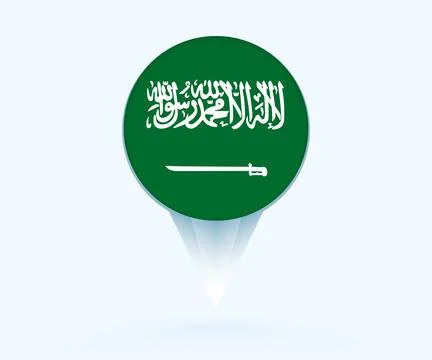 Map pointer with flag of Saudi Arabia. Stock Illustration
