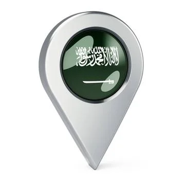 Map pointer with flag of Saudi Arabia, 3D rendering Map pointer with flag ... 스톡 사진