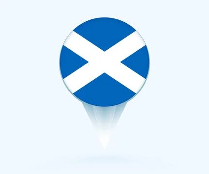 Map pointer with flag of Scotland. Stock Illustration