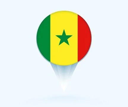 Map pointer with flag of Senegal. Stock Illustration