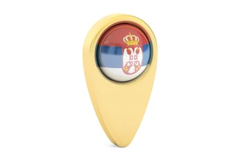 Map pointer with flag of Serbia, 3D rendering Illustrazione stock