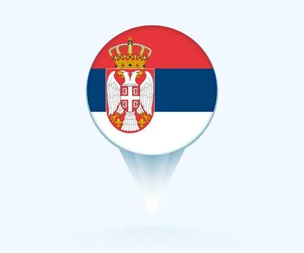 Map pointer with flag of Serbia. Stock Illustration