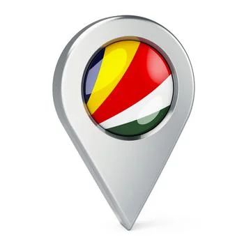 Map pointer with flag of Seychelles, 3D rendering Stock Illustration