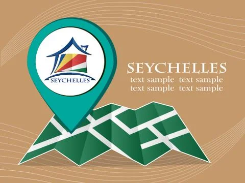 Map with pointer flag Seychelles vector illustration eps 10. Stock Illustration