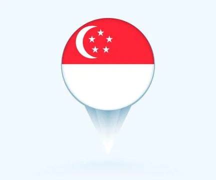 Map pointer with flag of Singapore. 스톡 일러스트