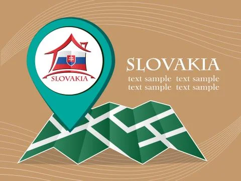 Map with pointer flag Slovakia vector illustration eps 10. Stock Illustration