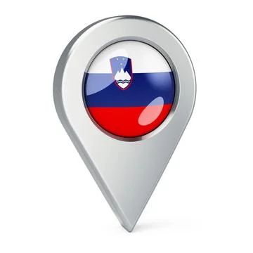 Map pointer with flag of Slovenia, 3D rendering Stock Illustration