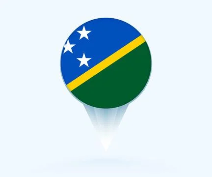 Map pointer with flag of Solomon Islands. Stock Illustration