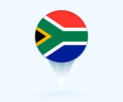 Map pointer with flag of South Africa. Stock Illustration