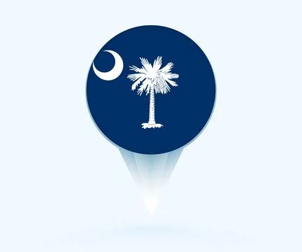 Map pointer with flag of South Carolina. Stock Illustration