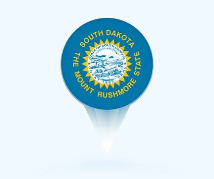 Map pointer with flag of South Dakota. Stock Illustration