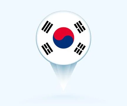 Map pointer with flag of South Korea. Ilustração Stock