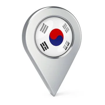 Map pointer with flag of South Korea, 3D rendering Map pointer with flag o... 写真素材