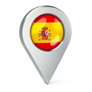 Map pointer with flag of Spain, 3D rendering Illustrazione stock