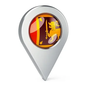Map pointer with flag of Sri Lanka, 3D rendering Stock Illustration
