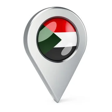 Map pointer with flag of Sudan, 3D rendering Illustrazione stock