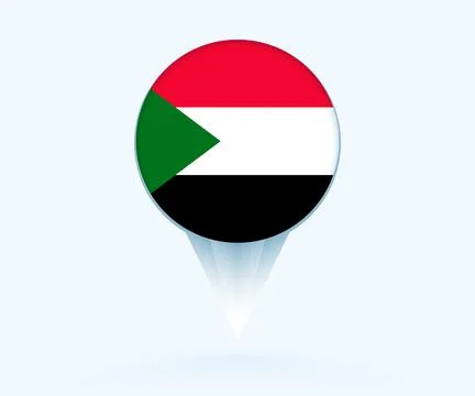 Map pointer with flag of Sudan. Stock Illustration