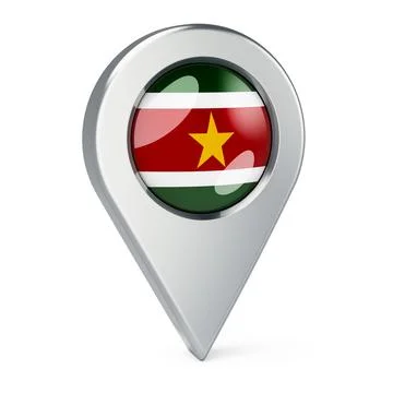 Map pointer with flag of Suriname, 3D rendering Illustrazione stock