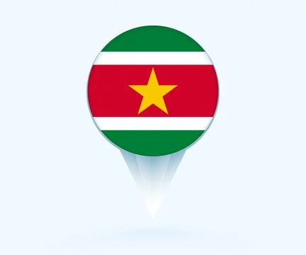 Map pointer with flag of Suriname. Stock Illustration