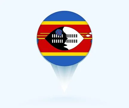 Map pointer with flag of Swaziland. Stock Illustration