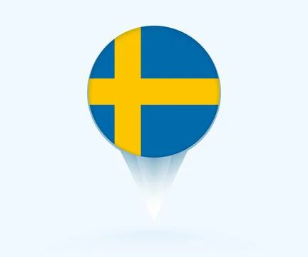 Map pointer with flag of Sweden. Stock Illustration