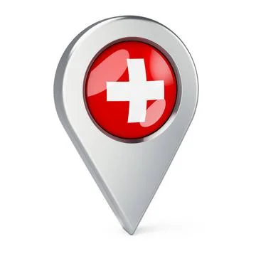 Map pointer with flag of Switzerland, 3D rendering Map pointer with flag o... 스톡 사진