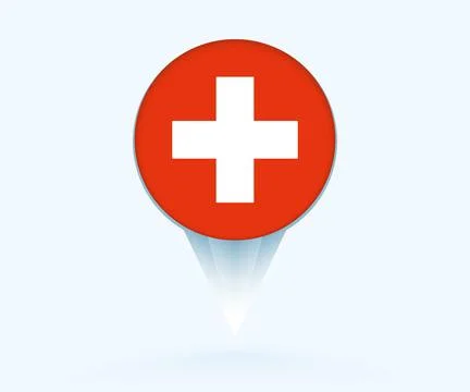 Map pointer with flag of Switzerland. 스톡 일러스트